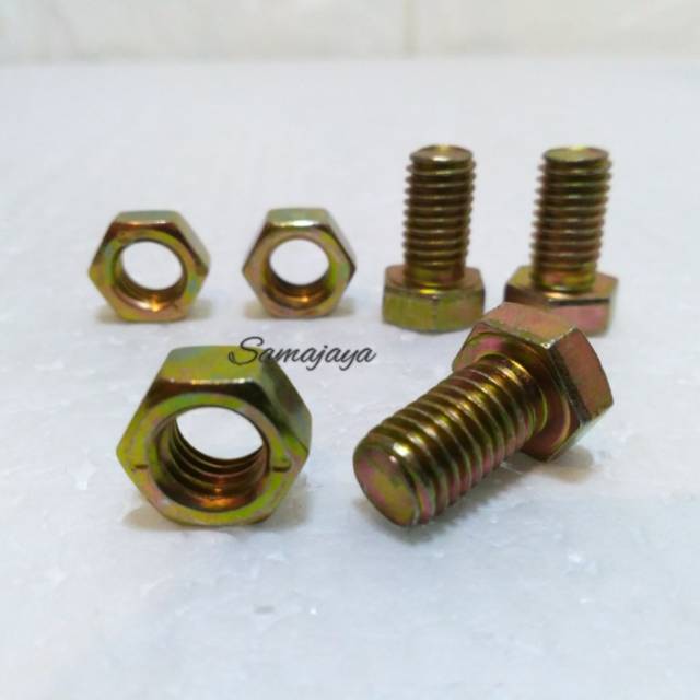 Baut 12 , Baut M8 X 15 , Panjang 1,5cm , Baut kuning , Bolt