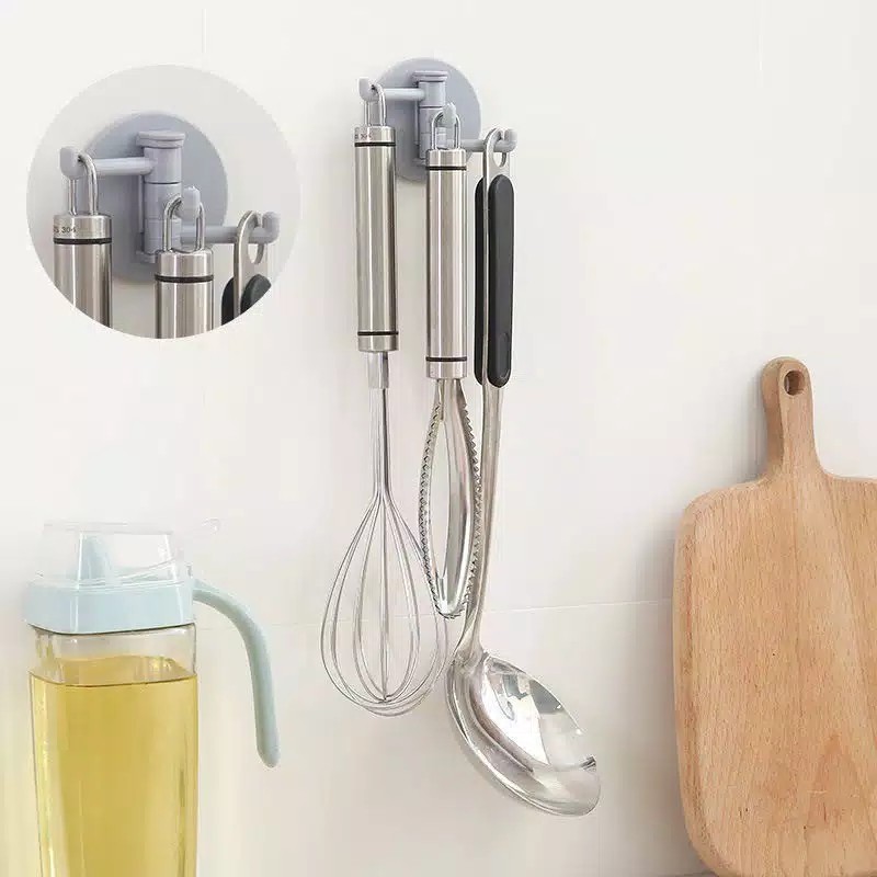 Gantungan Dinding 3 in 1 - Kapstok Baju - Gantungan Cantolan Dinding Pintu Kamar Mandi 3 in 1