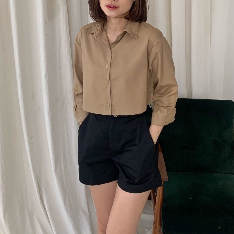 KEMEJA OVERSIZE CROPTOP WANITA / OUTER KEMEJA CROP /KEMEJA WANITA / CROP