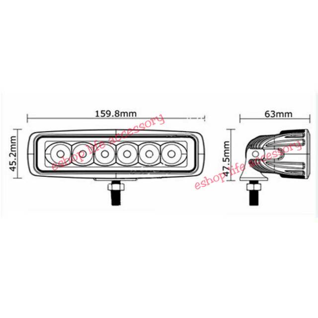 BAROKAH GAMIS Lampu Tembak Sorot LED tambahan super terang Mobil Motor Anti Air 18 w