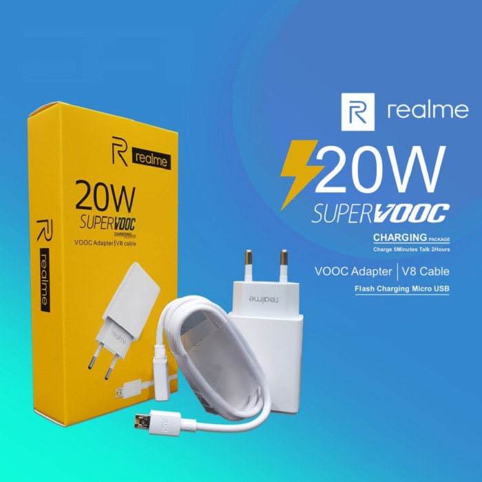 TRAVEL CHARGER REALME 20W Fast Charging Super VOOC Adapter V8 MICRO Grosir