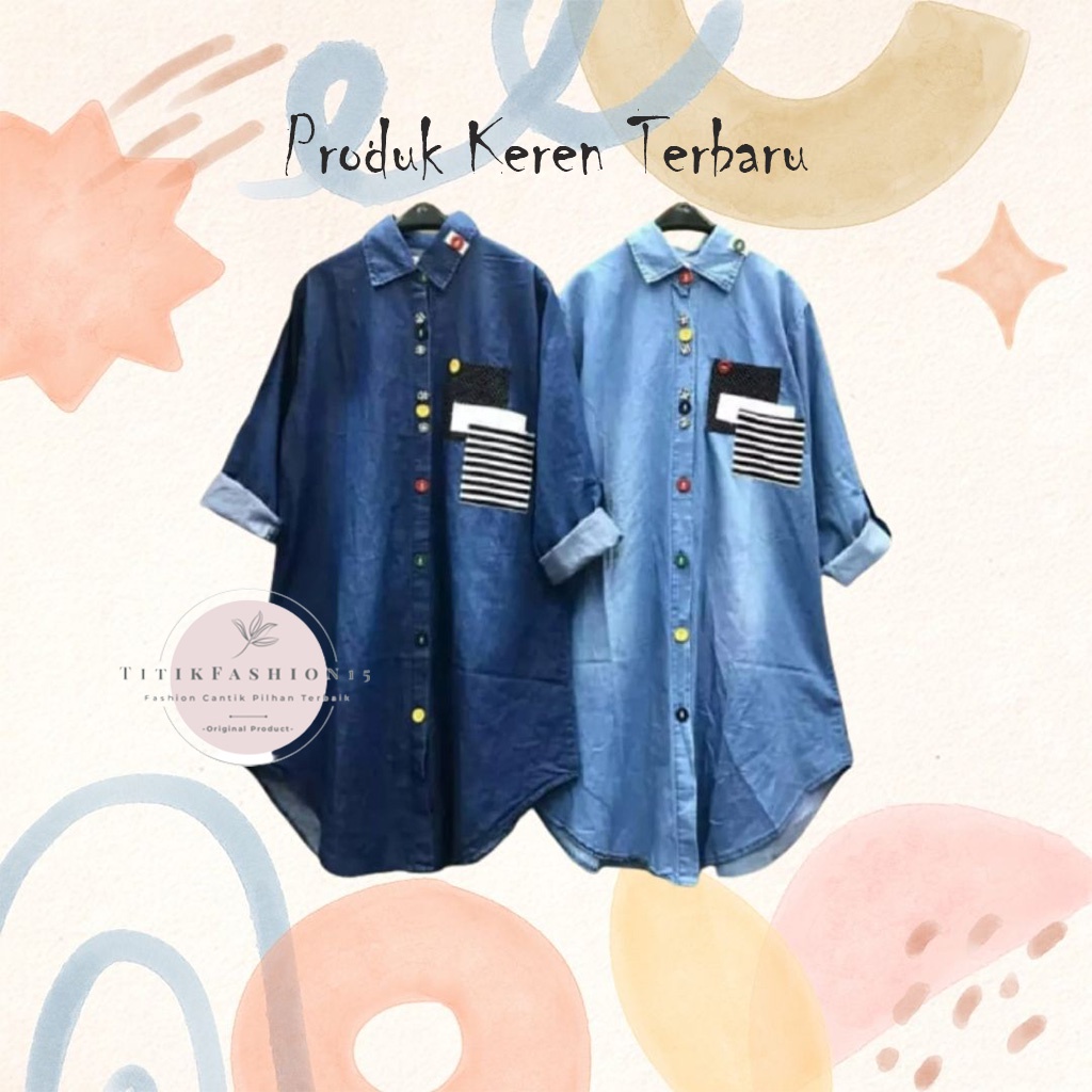 TF15 - Baju Wanita Dewasa Import Tunik Romina // Pakaian Wanita Jumbo Termurah // Tunik Levis Baru