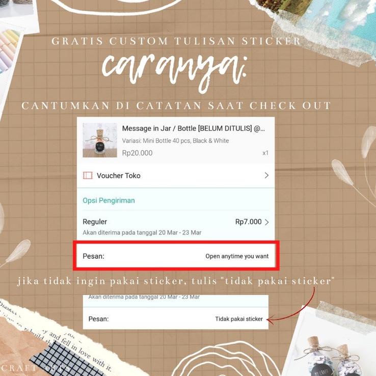 

Readystock Messages in a Jar / Bottle [BELUM DITULIS/BLANK PAPER] @mycraftarts ➸ Best Seller )┛