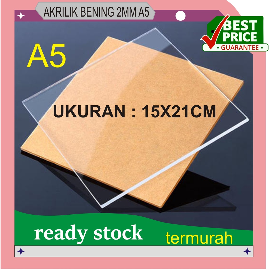 Jual Acrylic Transparan Mika Bening Akrilik Bening 2mm A5 21x15cm Bisa Pesan Sesuai Ukuran 0525