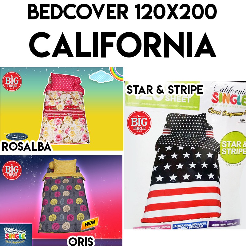 CALIFORNIA Bedcover Saja 150x200 motif Black White Mickey Classic Bugs Bunny Daffy Duck Frozen Lion USA Star Stripe Tweety Transportation Woody Buzz Yellow Truck Simply Blue  - SINGLE 120 BC