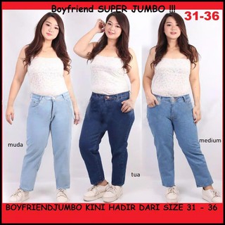 Angelov Celana  Jeans  Wanita  Super Boyfriend  Plain  Ukuran 