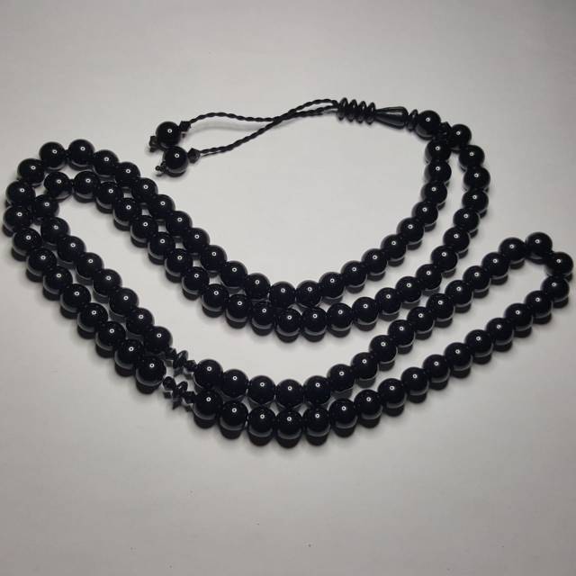 KALUNG TASBIH BATU BLACK ONYX ASLI NATURAL