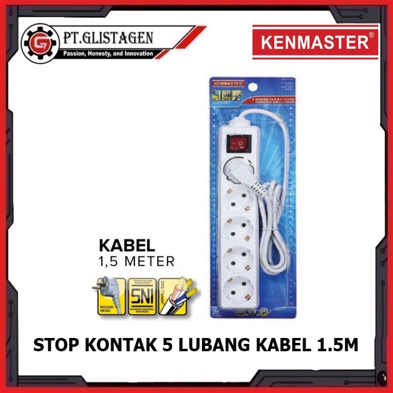 Stop Kontak Colokan Listrik 5 Lubang Kabel 1.5 Meter SNI KENMASTER
