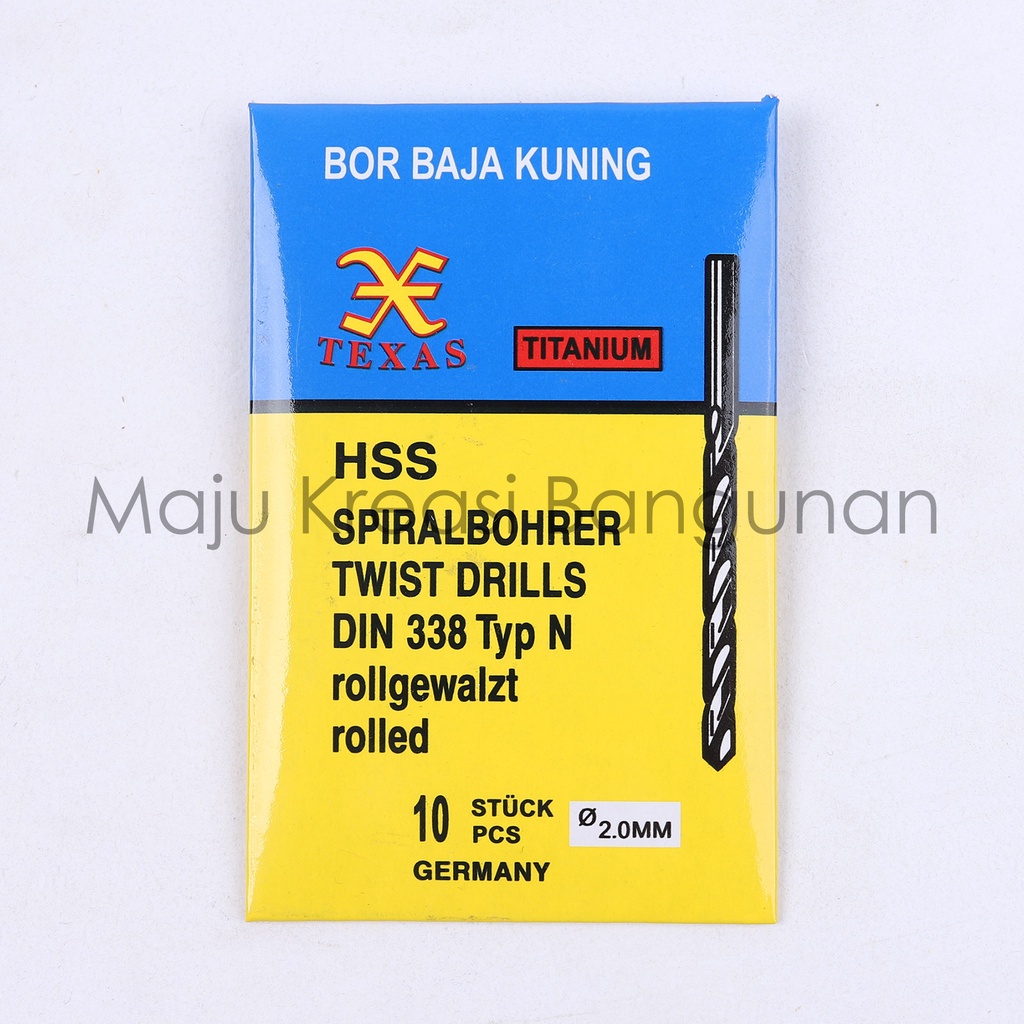 Mata Bor Besi Baja Kuning 2mm 2 mm Kuningan Twist Drill Titanium