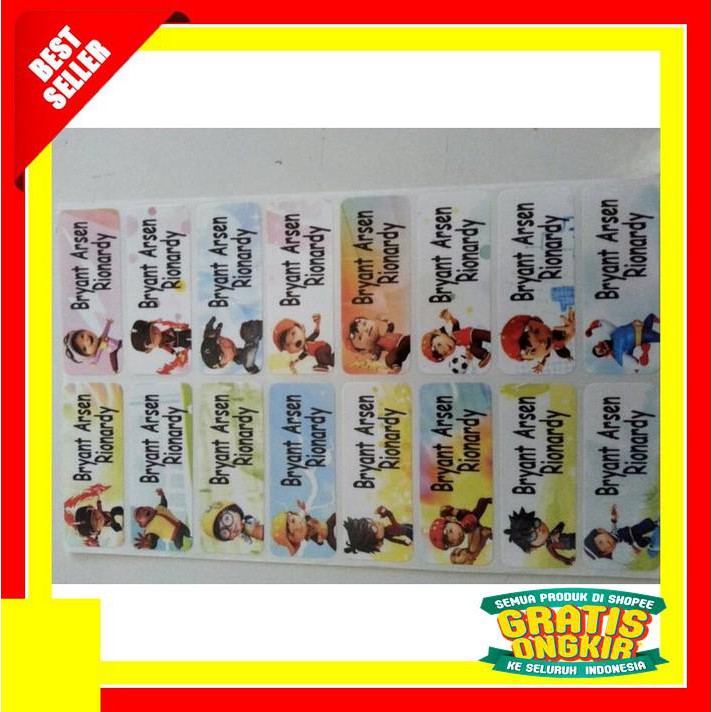 

STICKER NAMA WATERPROOF BOBOIBOY PALING MURAH