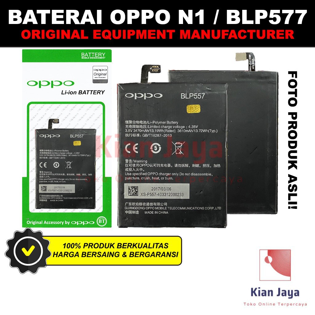 Baterai Oppoo N1 / BLP557 Original OEM Batre Batrai Battery Hp BLP 557 Ori