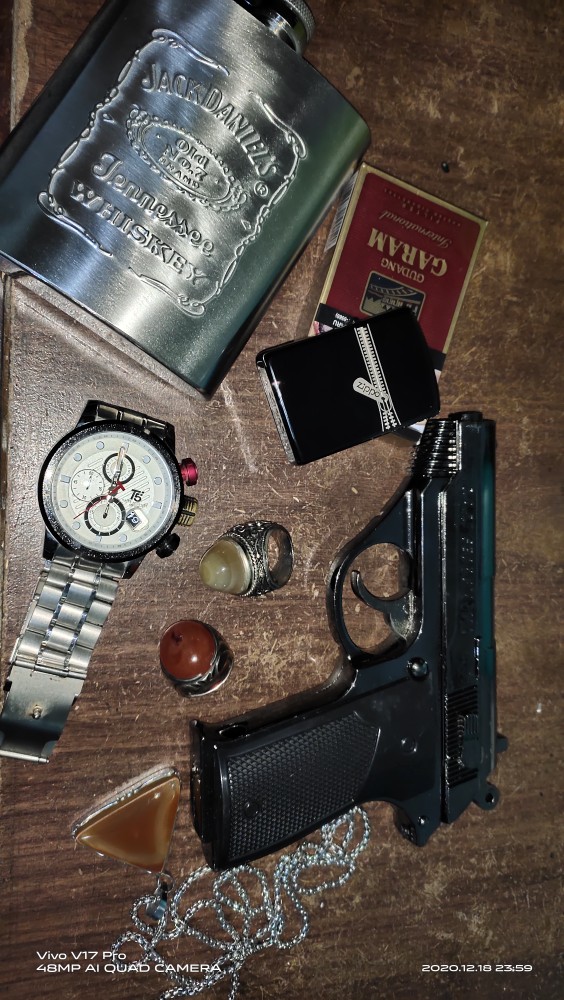 Korek Api Gas Pistol Besi Metal Black Doff Free Sarung Mancis Lighter