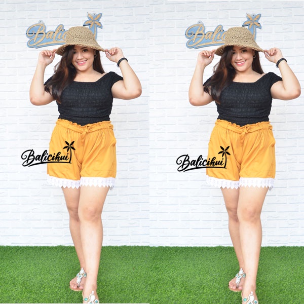 Balicihui Celana Katun Renda Giper Celana Wanita Celana Jumbo Big Size Plus Size Celana Renda