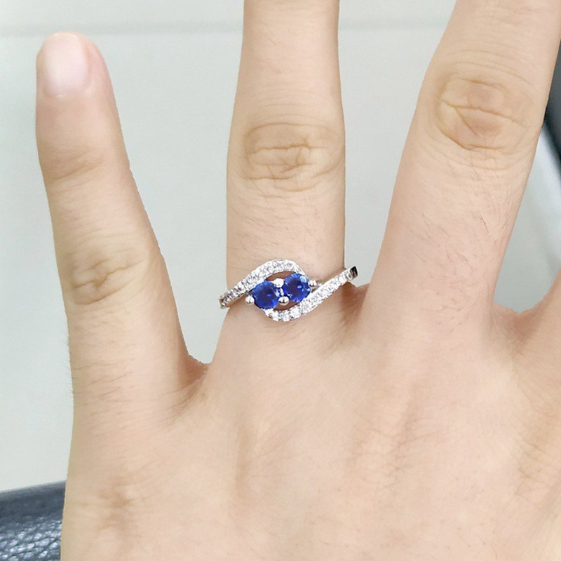 Cincin Wanita Lapis Silver Bentuk Hati Ganda Hias Cubic Zircon Untuk Hadiah Ulang Tahun / Pernikahan