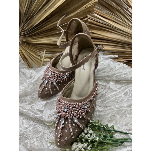 sepatu wedding wanita aila mocca tali 5cm lancip