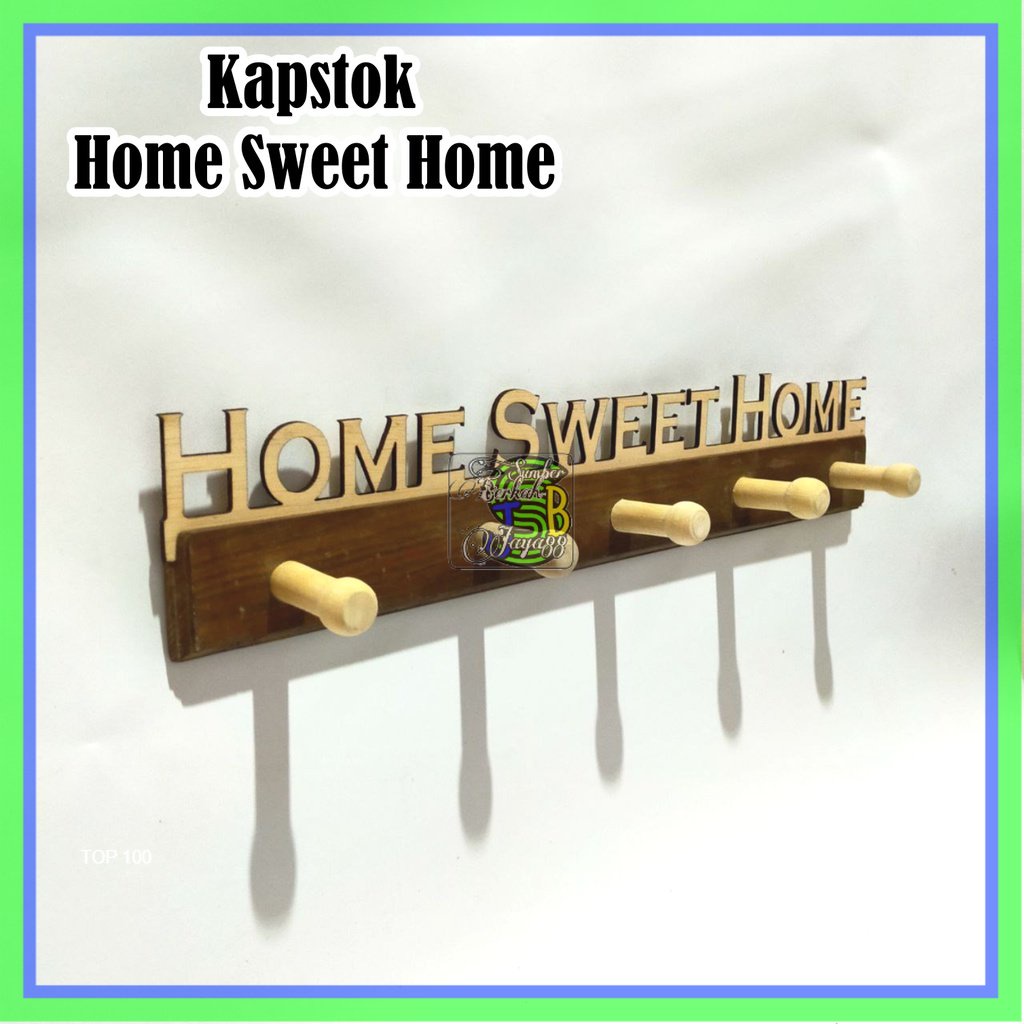 Kapstok Hiasan Dinding Tulisan Home Sweet Home/ Kastok Baju / Kastok Kunci /Pajangan Dinding/Pajanga