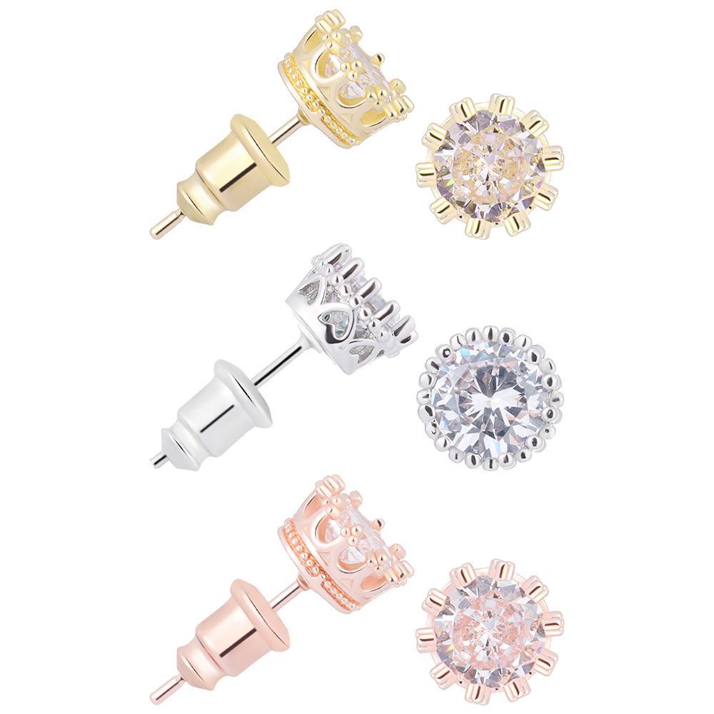 R-flower 1pasang Anting Stud Trendy Pria Zirkon Perhiasan Fashion