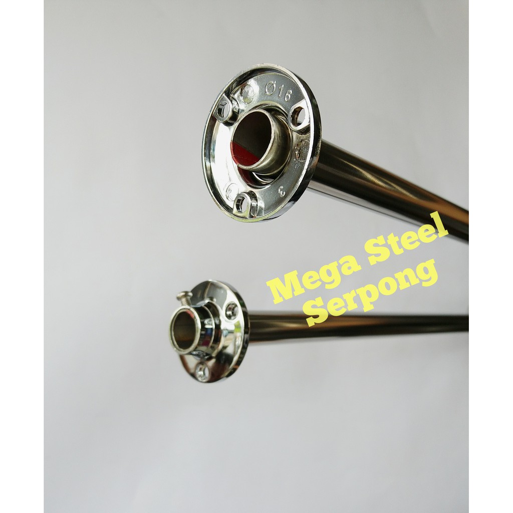 Gantungan Lemari Pipa Stainless Steel 5/8 Inch + Bracket Topi Sepasang