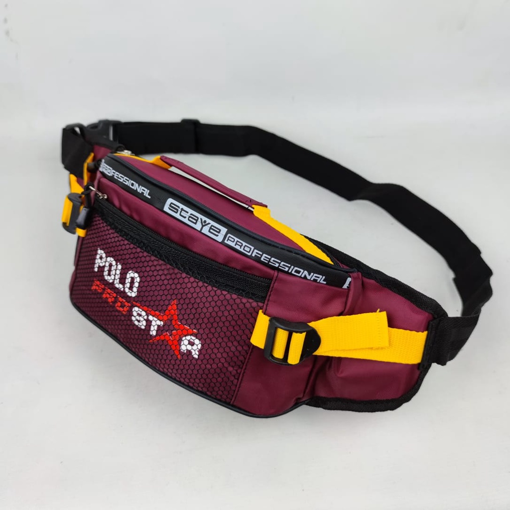 Tas Pria Waistbag Bahan Nilon Parasut Waterproof Polo Prostar Tas Selempang Bahu