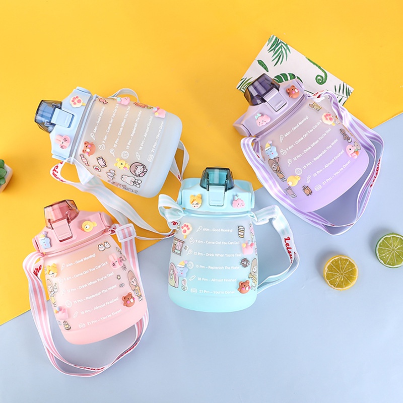 [littlecrab] Botol Minum 1.3L Viral Korea FREE STICKERS Botol Minum Ombre Gradasi Gendut Unik Botol Minum Kekinian Doff 1300ML Free Stickers
