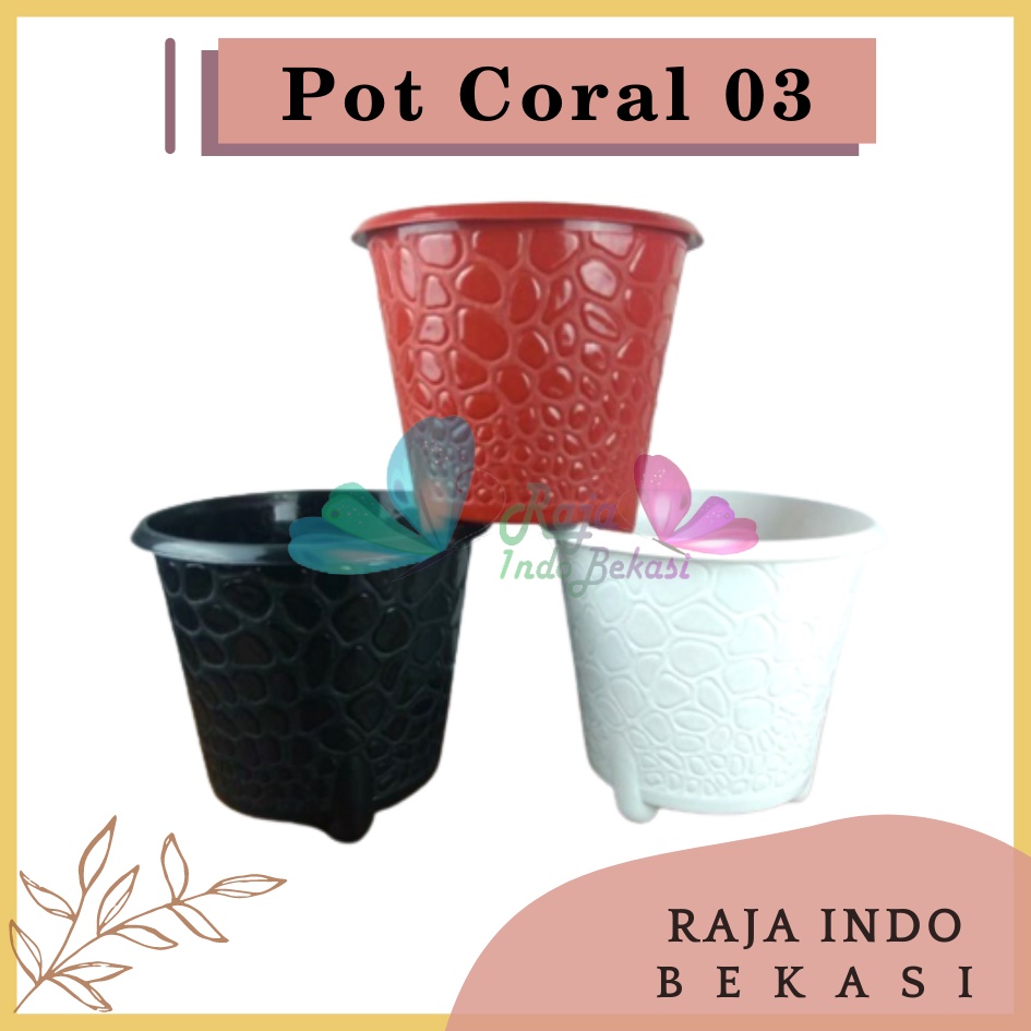 RAJAINDOBEKASI ORI Bjp Coral 03 Putih Budi Jaya Pot Coral 20 Cm Pot Koral Bunga Plastik Motif Batu Alam Bagus Pot Tanaman Murah