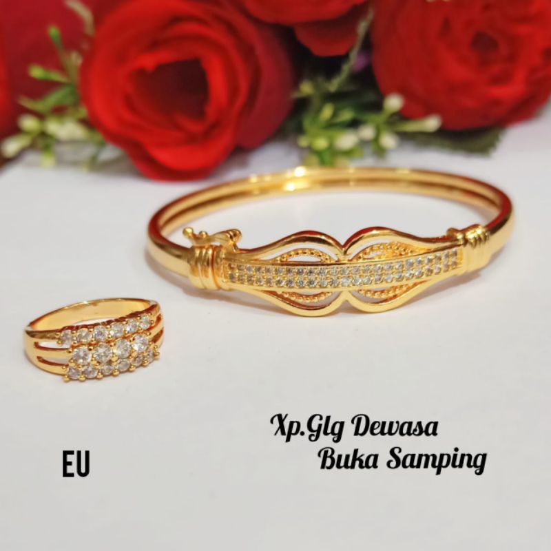 Gelang Dewasa Bangkok Gratis Cincin permata zircon antik menawan Gold&amp;Silver,tidak karat *COD*