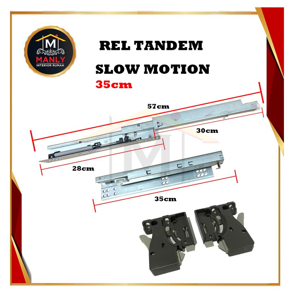 Rel Laci Tandem 35 cm Slow Motion Double Extention (2x Tarikan) isi 1 Set