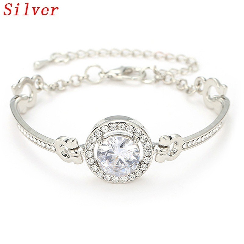 Gelang Rantai Lapis Emas / Silver dengan Berlian Imitasi Individual Elegan untuk Wanita