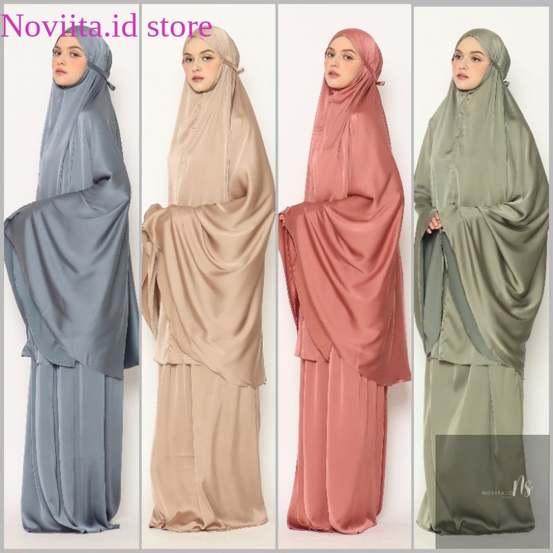 PROMO Mukena Silk  - Khadija Prayer Set / Mukena Traveling / Prayer Set Armani Silk / Mukena Premium