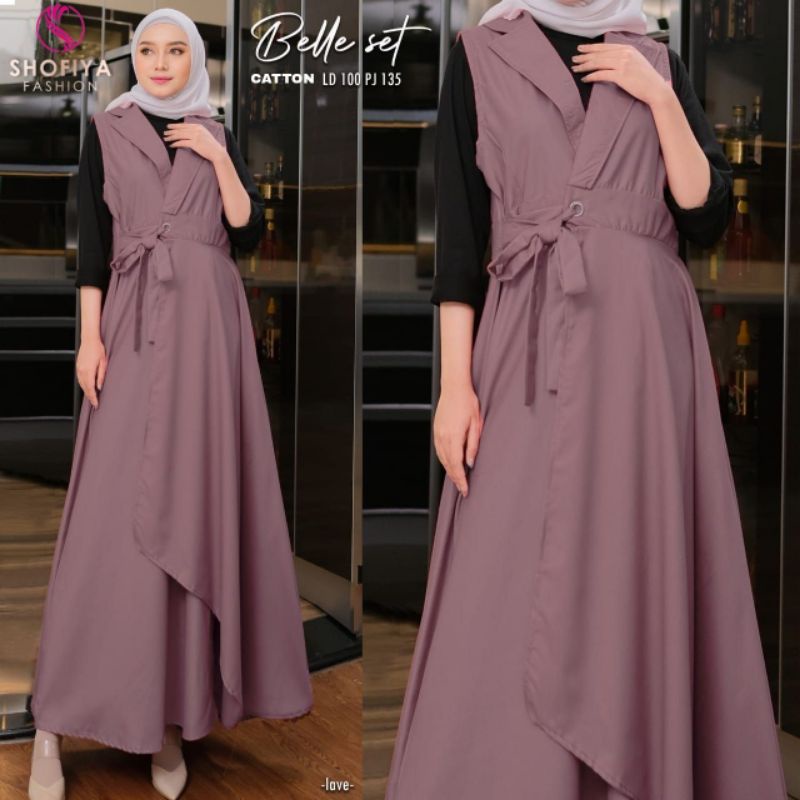 BELLE SET + INNER - SET - SETELAN - DRESS - GAMIS