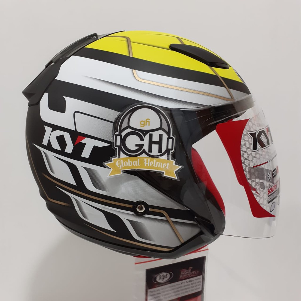 HELM HALF FACE KYT DJ MARU KYT DJMARU MOTIF #13 BLACK DOFF YELLOW