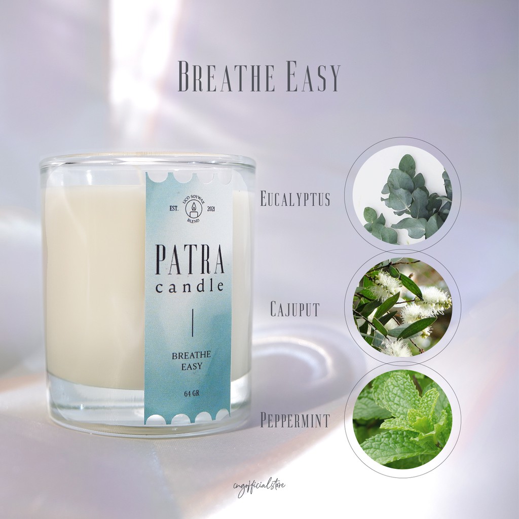 Lilin Aromaterapi Minyak Jelantah (64gr) Scented Soy Candle - PATRA - Breathe Easy