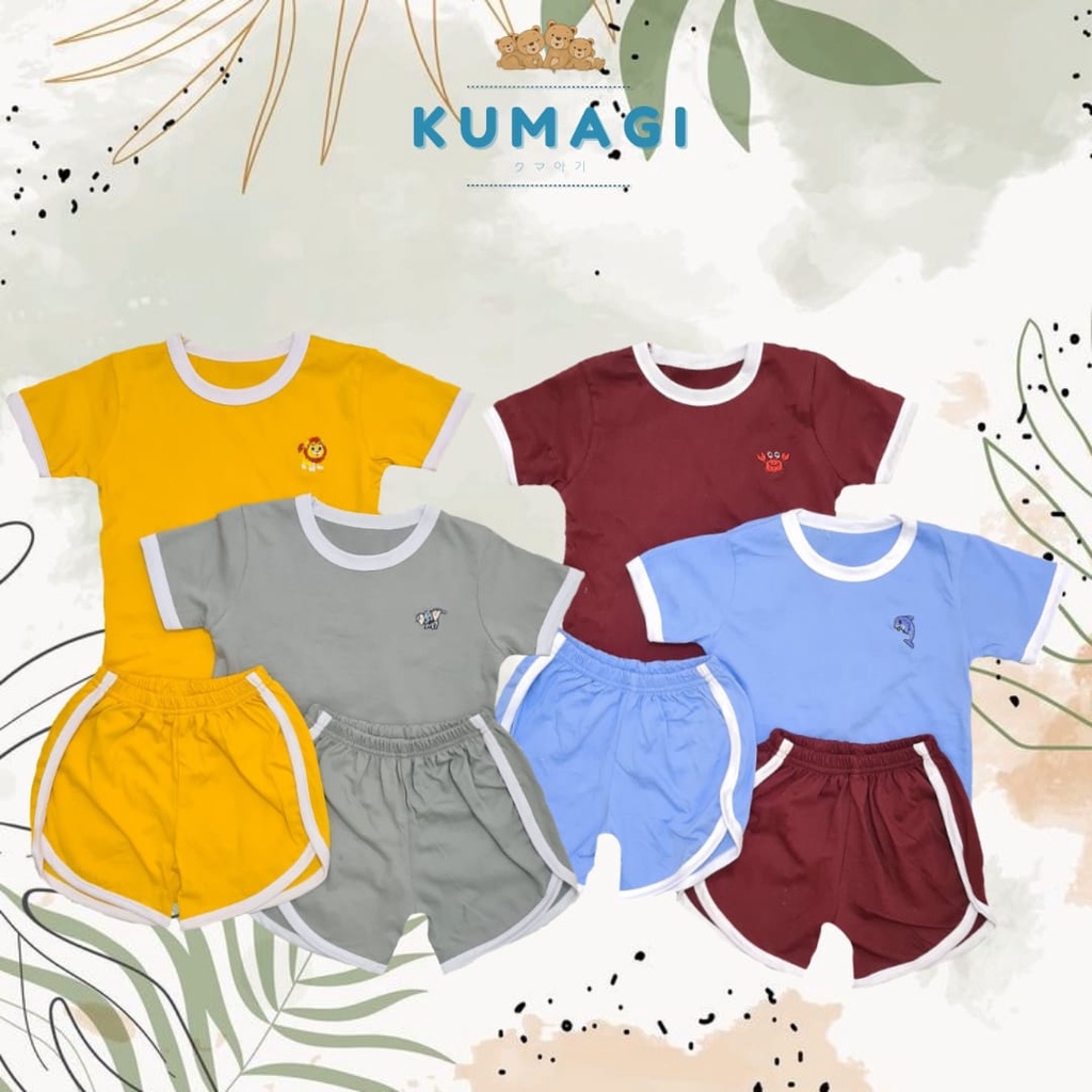 Kumagi - Basic Tizu Setelan Baju Anak Katun 0 - 6Thn / Basic Tee / Playset / Setelan Unisex / Setelan anak anak murah termurah