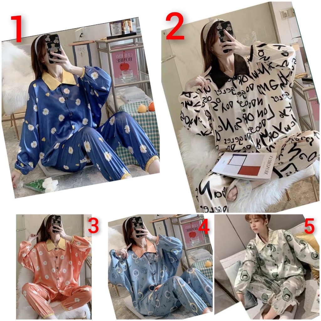 Baju tidur piyama bahan satin import