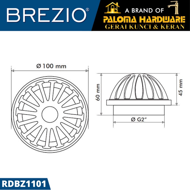 BREZIO ROOF DRAIN 2&quot; RDBZ 1101 Saringan Talang Air Saringan Dak Afur