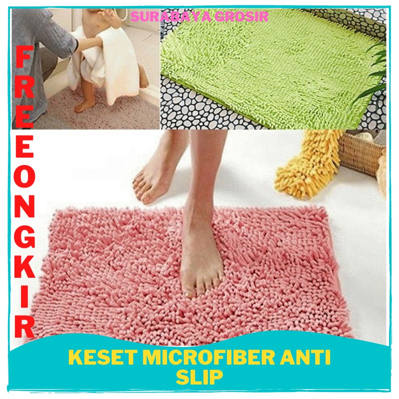 TERLARIS Keset microfiber anti slip chennile floor mat kamar mandi cendol fiber Surabaya Grosir