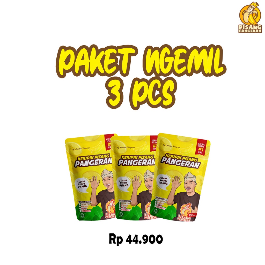 

PAKET HEMAT 3 PCS KERIPIK PISANG PANGERAN RENYAH /GURIH /MANTAP/COKLAT TEBAL100 (GRAM)