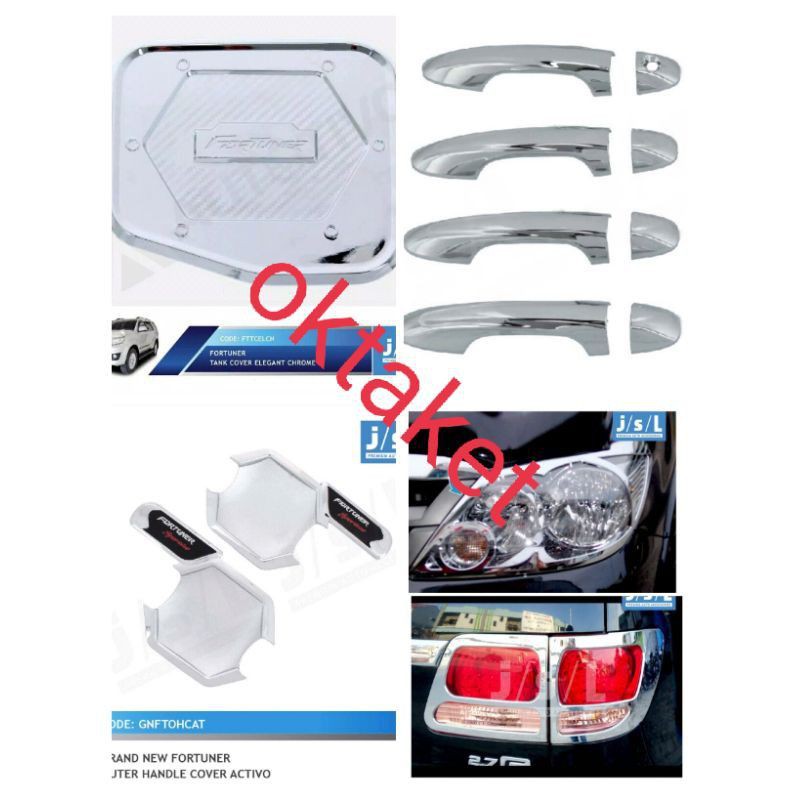 paket lengkap fortuner lama hitam chrome jsl garnish outer handle tank