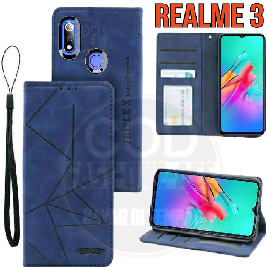 CASE HP REALME 3 Flip Motif Dompet Casing HP Flip Motif Wallet Leather