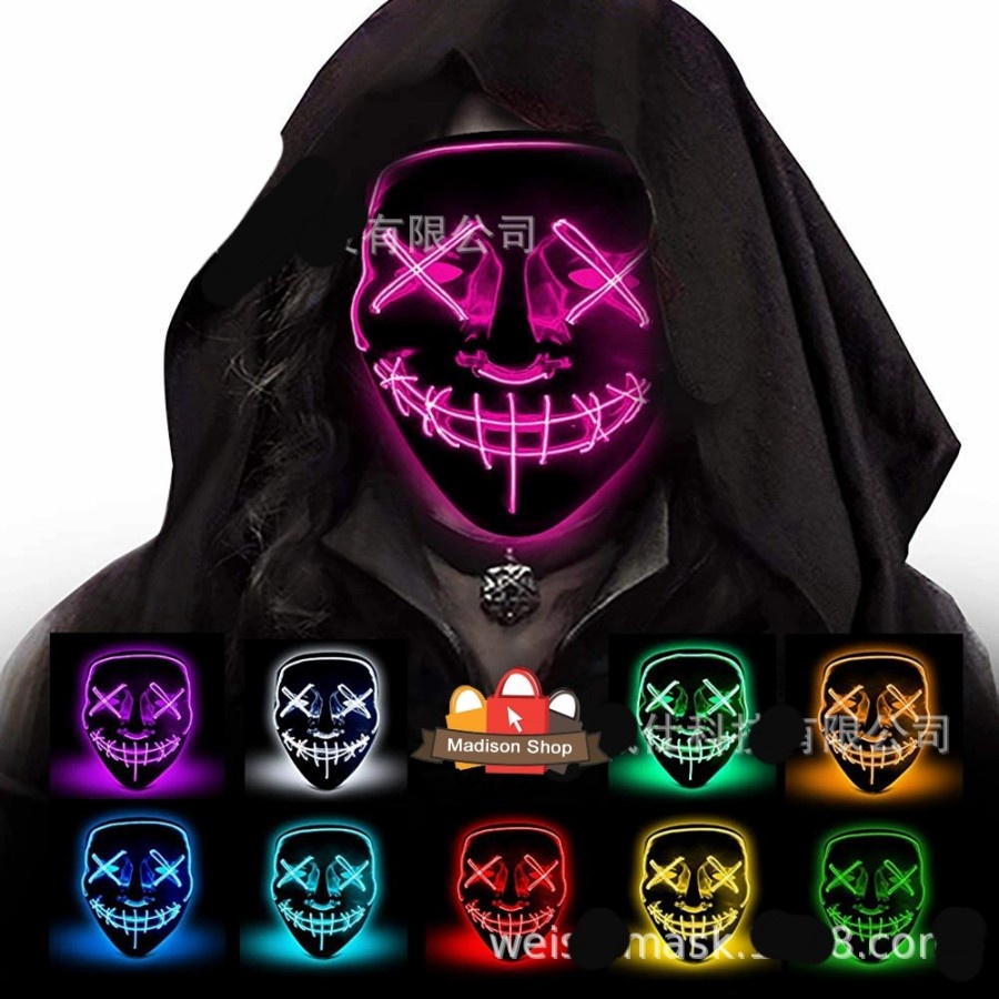 Topeng LED Skull Mask The Purge Anarcy Murah Cosplay Seram Tengkorak