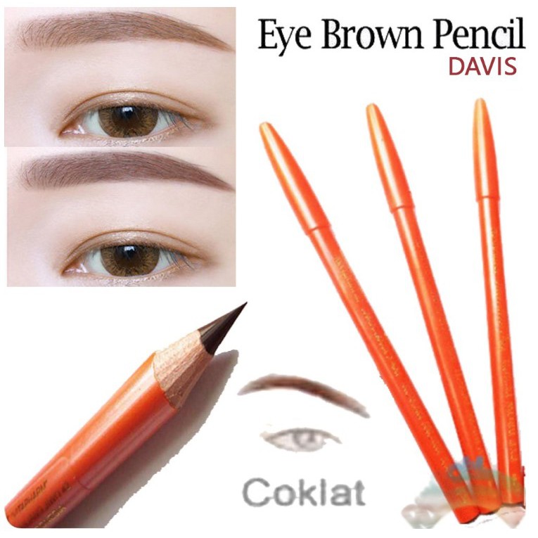 5 Pcs RANDOM Pensil Alis DAVIS Coklat dan Hitam BPOM ORIGINAL 100% / Pensil Alis Anti Air dan Tahan Lama DAVIS Orange Murah / Drawing Eyebrow Pencil Waterproof Kosmetik Wanita Make Up TERLARIS