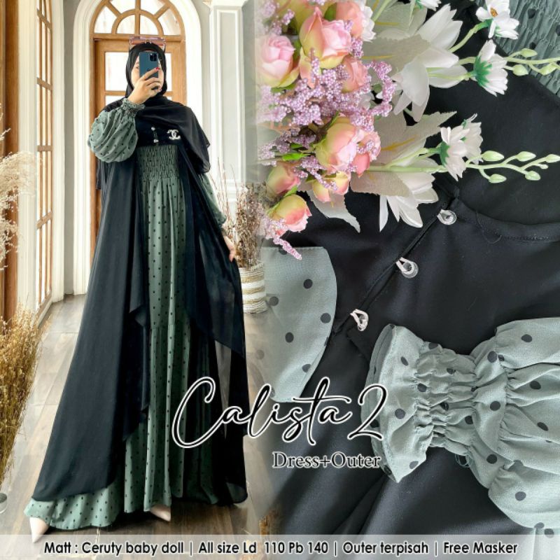 Dress New Calista 2/Gamis Muslim/Kekinian/Fashion/Dress Pesta/Outer/