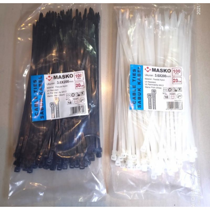 

MASKO KABEL TIES 3,6 x 200 mm 100 pcs NYLON Cable Tie SABUK KABEL 20cm 200x3,6 / 3.6x200