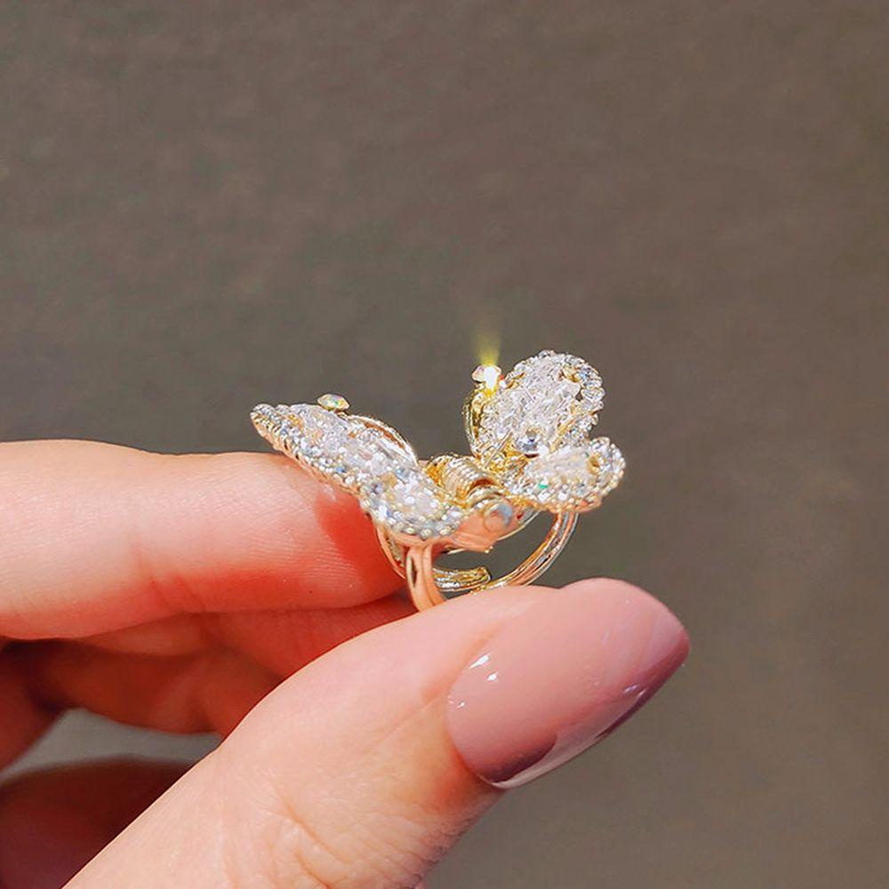 Needway Butterfly Hair Claw Lucu Elegan Korea Berlian Imitasi Alloy Pearl Hair Clip