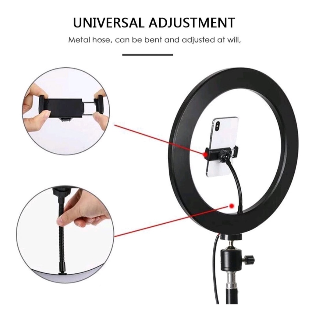 Ring Light LED Ring Fill Light 26 Cm-Ringlight Lampu Photo Selfie Make Up Live Tiktok Vlogger Live steaming-Streamer-Ring Light 3 Pilihan Warna + Stand Tripod Free Holder