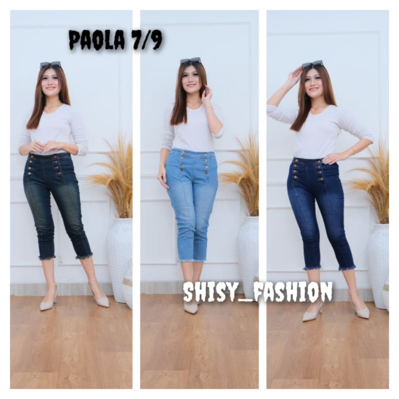 Celana Paola 7/9 Jeans bawah Rawis // Celana 7/9 Paola jeans 8 BUTTON