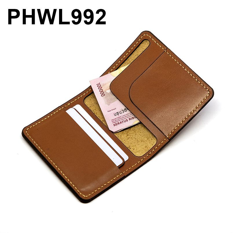 dompet kulit asli unik minimalis muat uang dan kartu tan - PHWL992