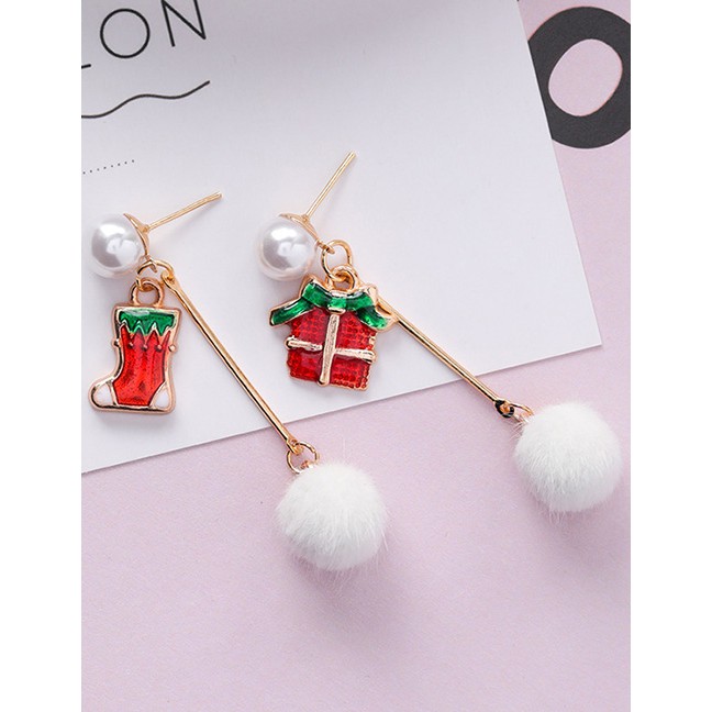 LRC Anting Tusuk Fashion Z6306 Socks Hair Ball Christmas Earrings D42764