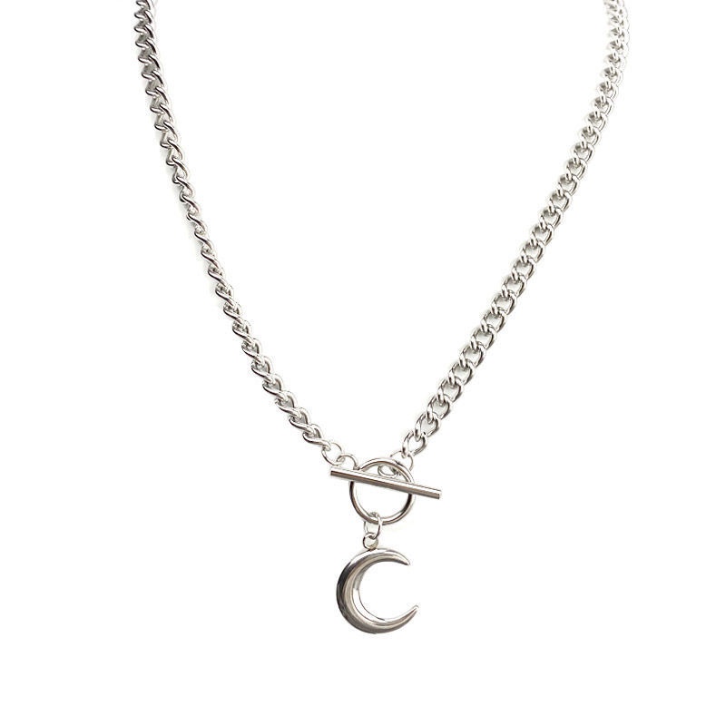 INS gaya Harajuku bulan liontin all-match fashion tren hip hop moon kalung pria dan wanita kalung or