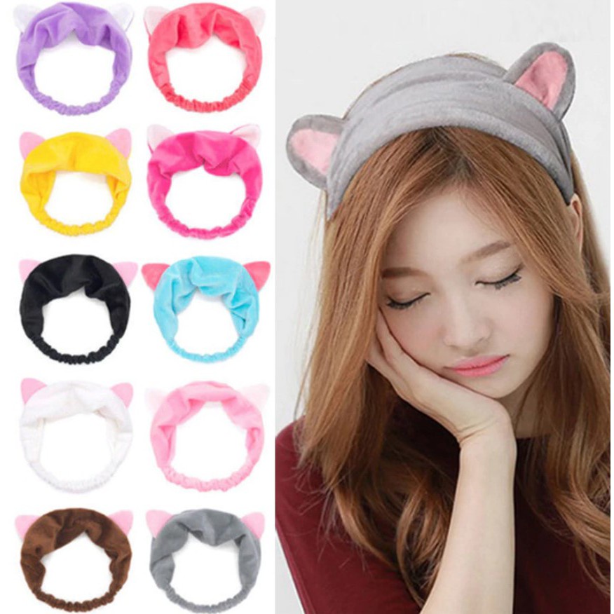 ZILLO Bandana Rambut Motif Kuping Kucing Bandana Aksesoris Bando Masker Headband Mandi Bahan Kain Karet